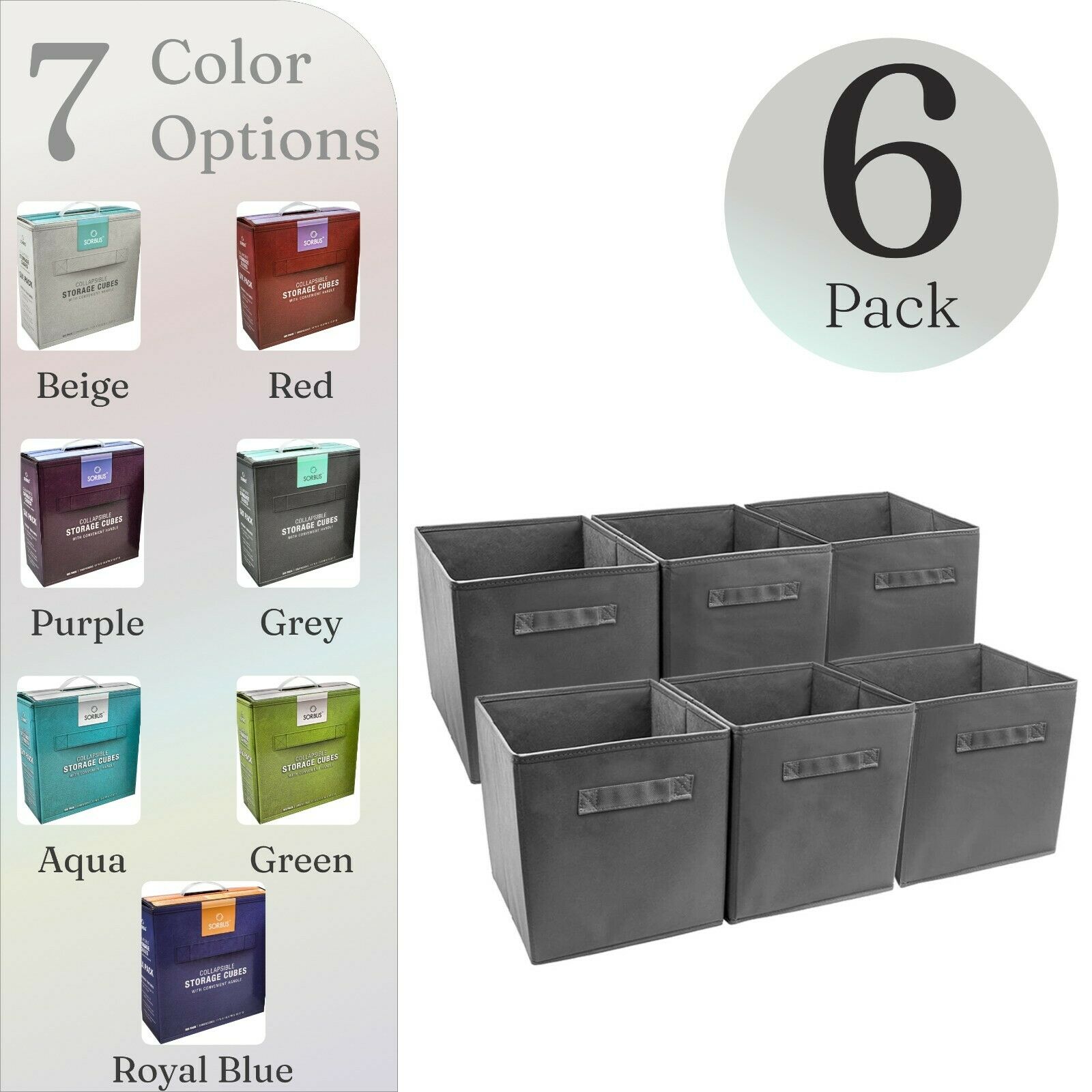 6 Foldable Storage Cube Basket Bin Cloth Baskets For Shelves, Cubby Organizers