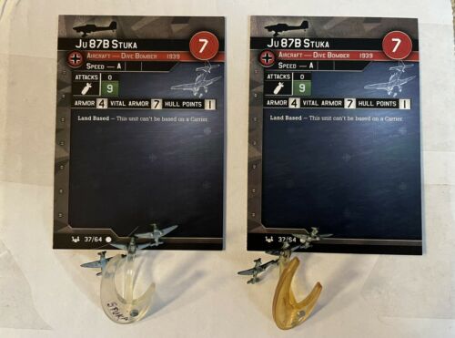 Ju 87b Stuka X 2 Axis & Allies War At Sea Common Dive Bomber Marked With Magnets