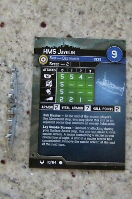 War At Sea Base Set #10 Hms Javelin C With Card
