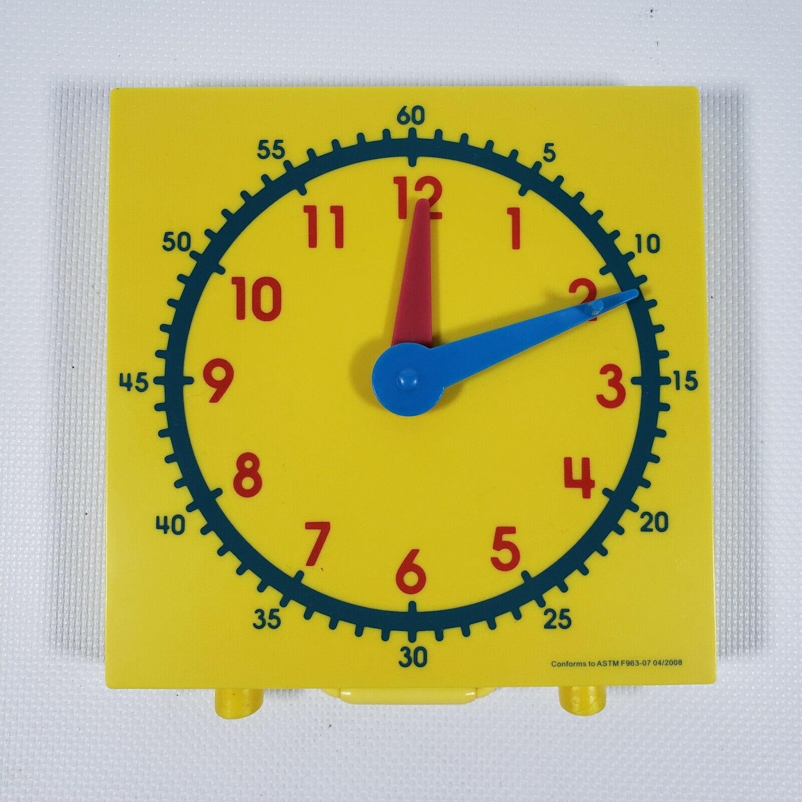 New Yellow Student Clock Table Top Learning Time Tool Aid Homeschool Manual Toy