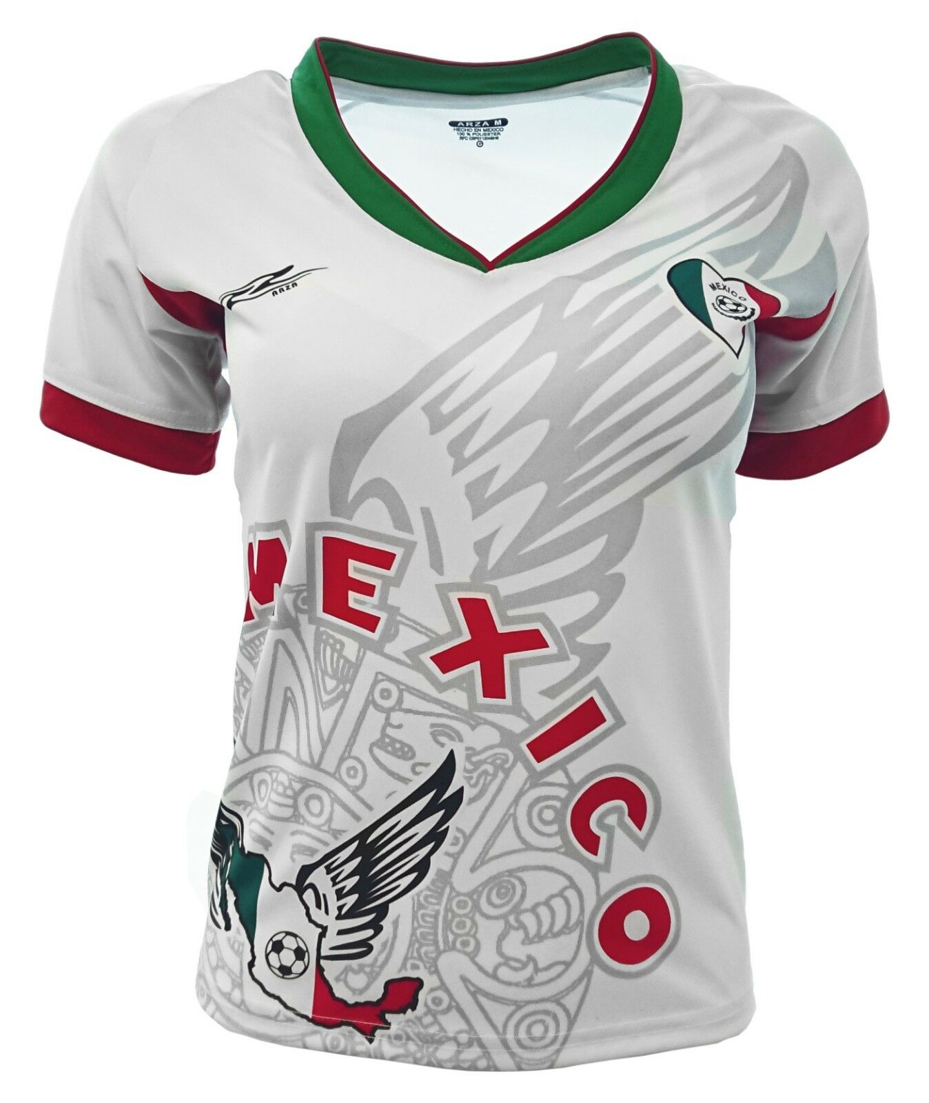 Mexico Women Fan Jersey White Exclusive Design_v Neck _made In Mexico.