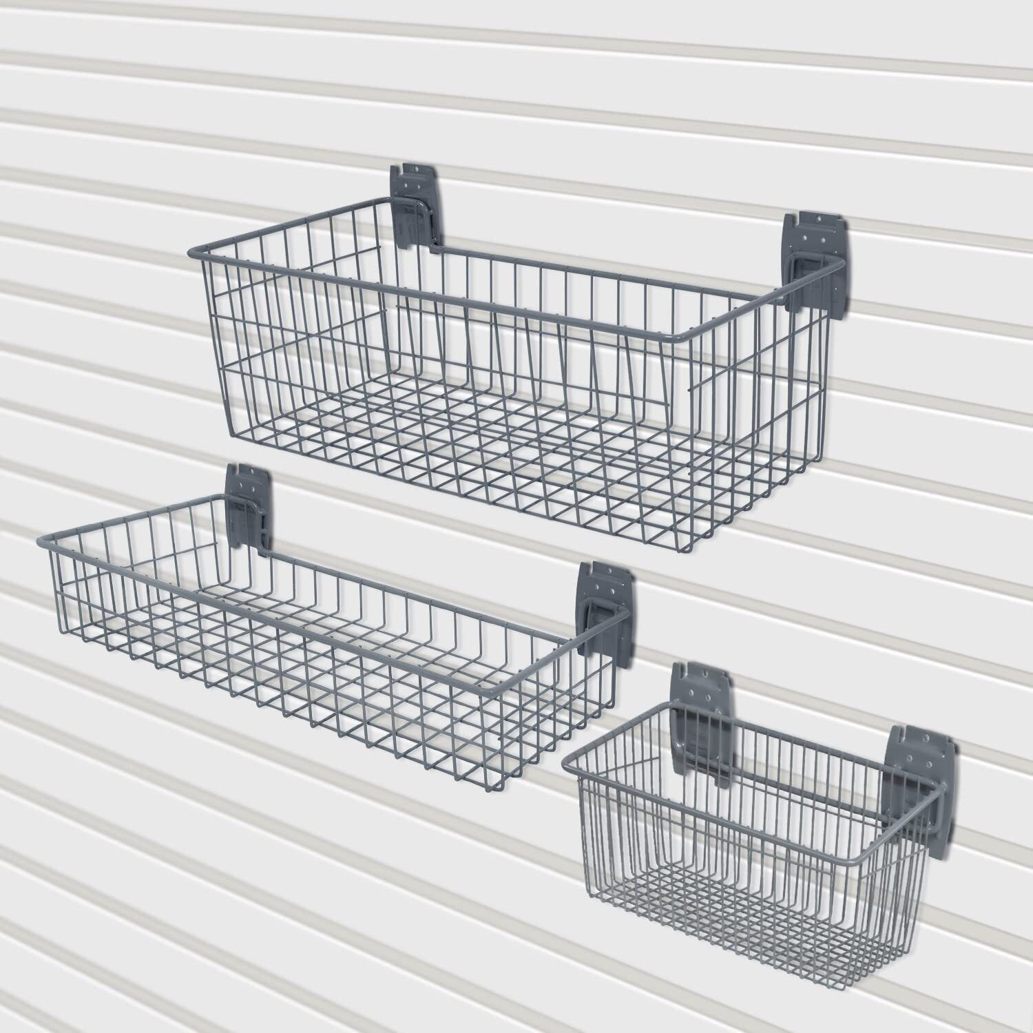3 Pack Wire Metal Basket Bin Storage Pantry Food Organizer Baskets Wall Mount