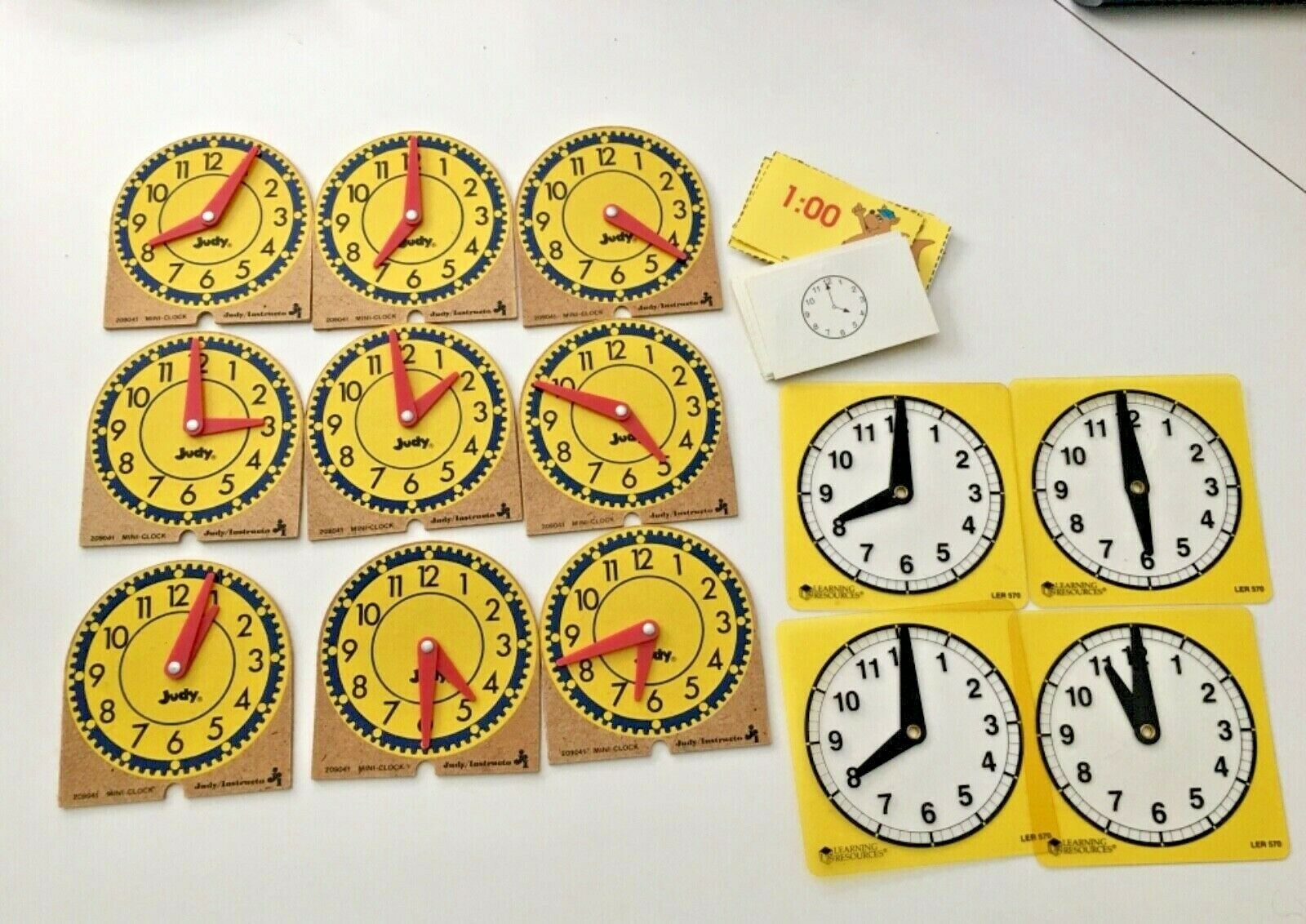 Judy Instructo Set 9 Original Mini-clocks 🕰 Wood & 4 Plastic Learning Resources
