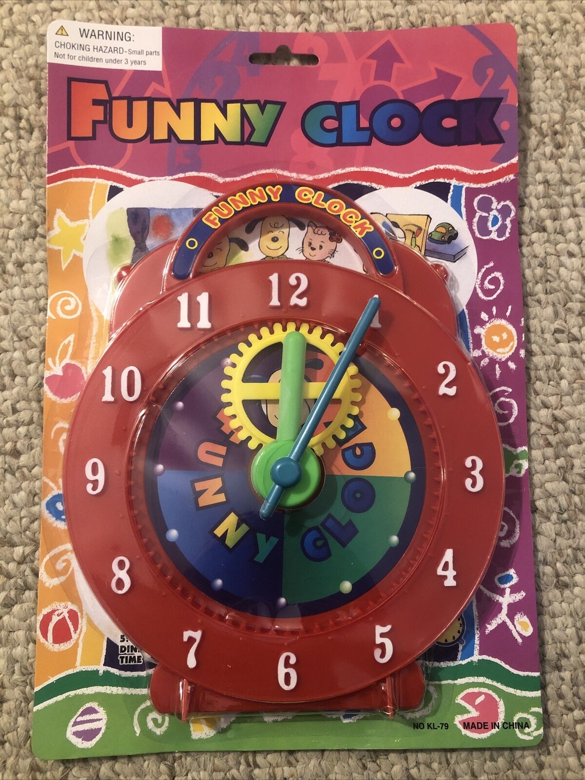 Teaching Time Clock Child Guidance Toys Learn to tell Time Funny Clock 7” NEW!