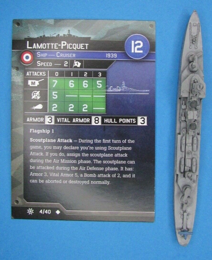 Axis & Allies Naval Miniatures Condition Zebra Lamotte-picquet 4/40 French