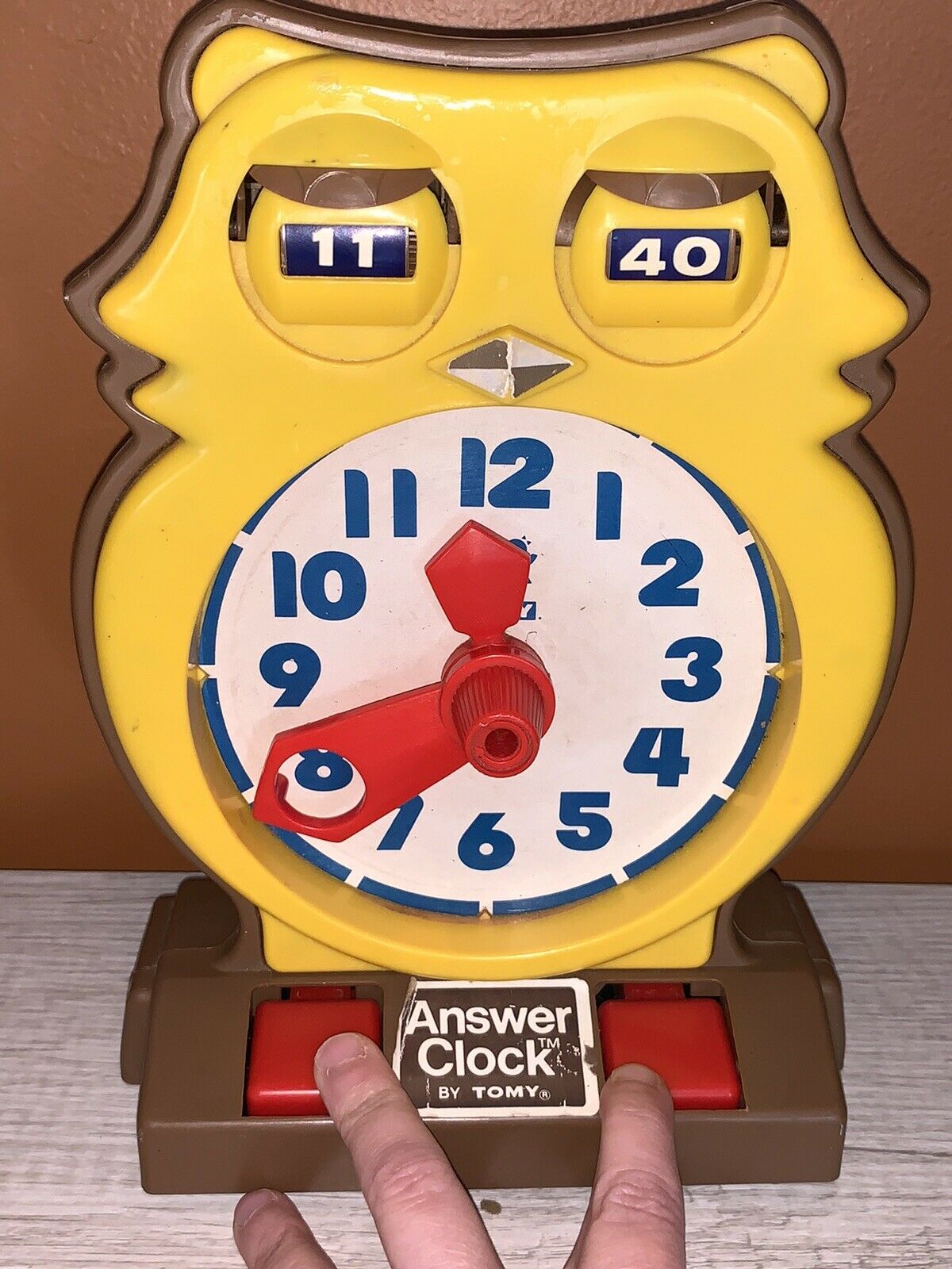 Vtg 1975 Tomy 70s Toys Owl Answer Learning Clock Plastic 1970s Time Educational