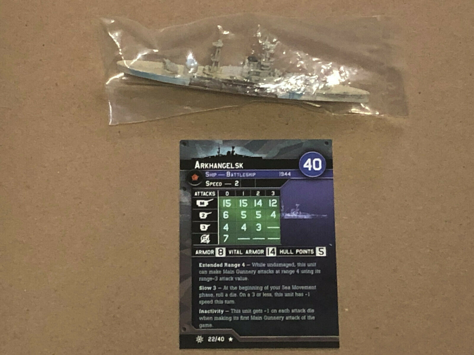 Arkhangelsk 22/40 - War At Sea Condition Zebra - With Stat Card (sealed Mini)